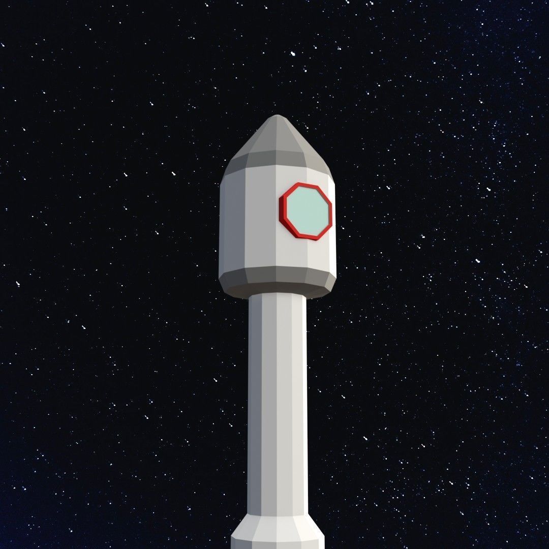Space rocket Low-poly 3D model_9