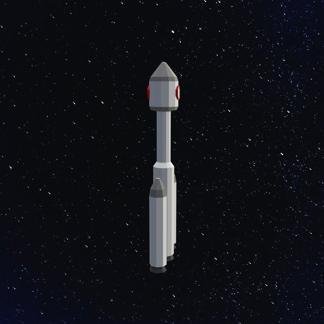 Space rocket Low-poly 3D model_4