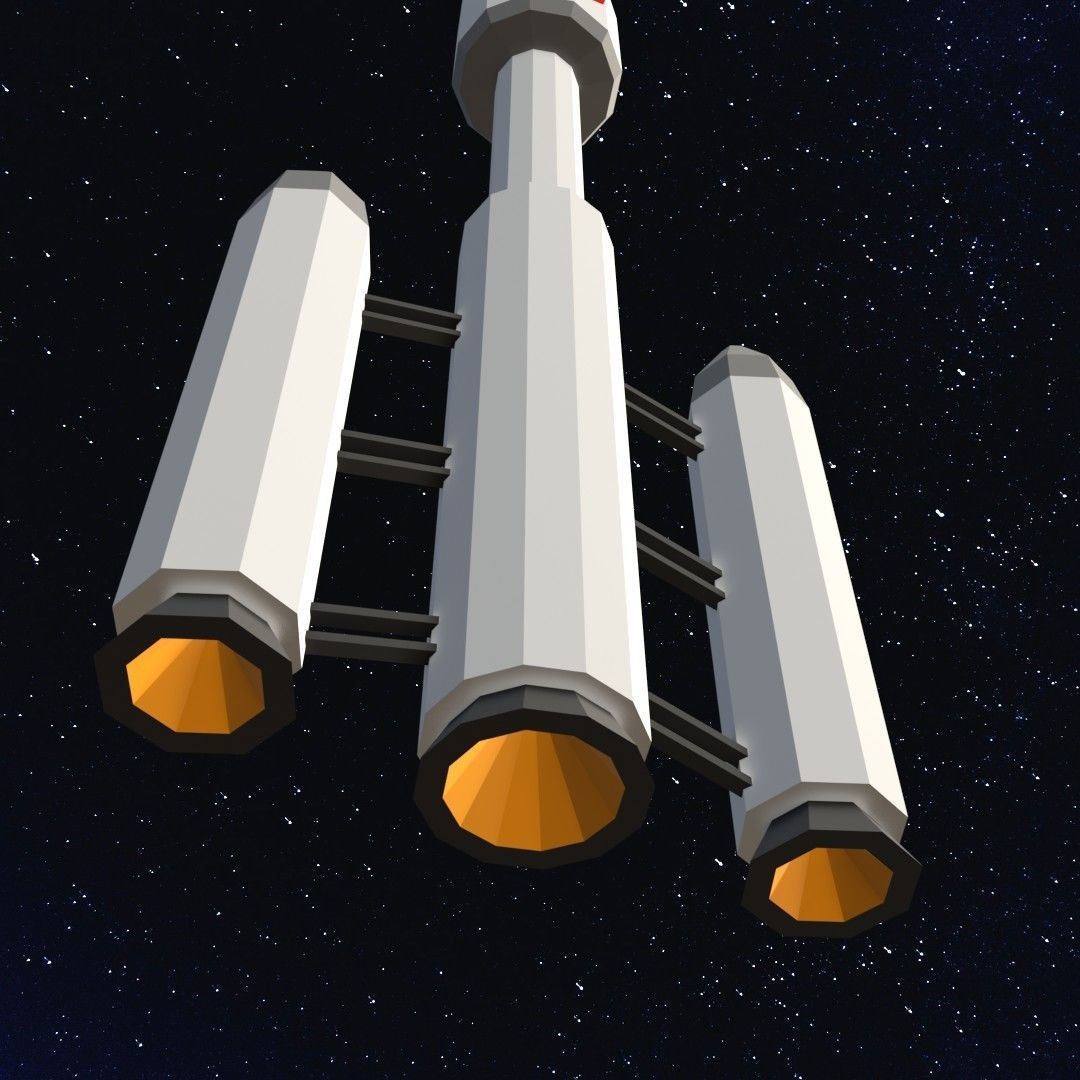 Space rocket Low-poly 3D model_8