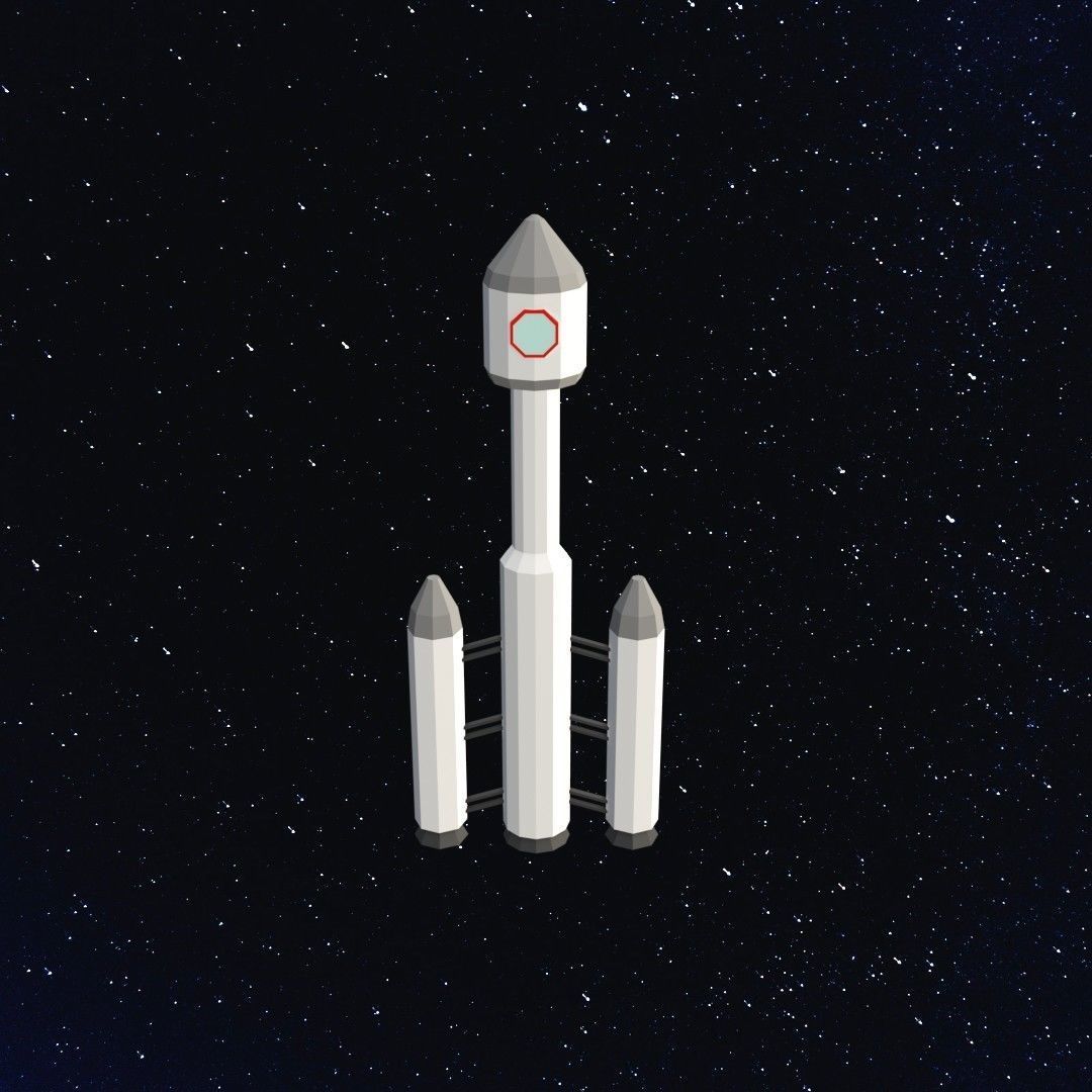 Space rocket Low-poly 3D model_3