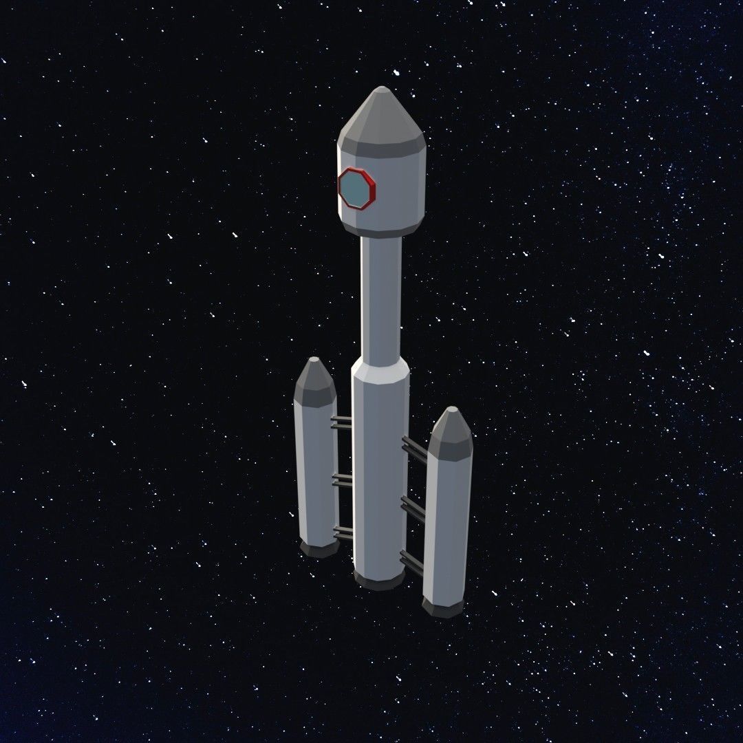 Space rocket Low-poly 3D model_6