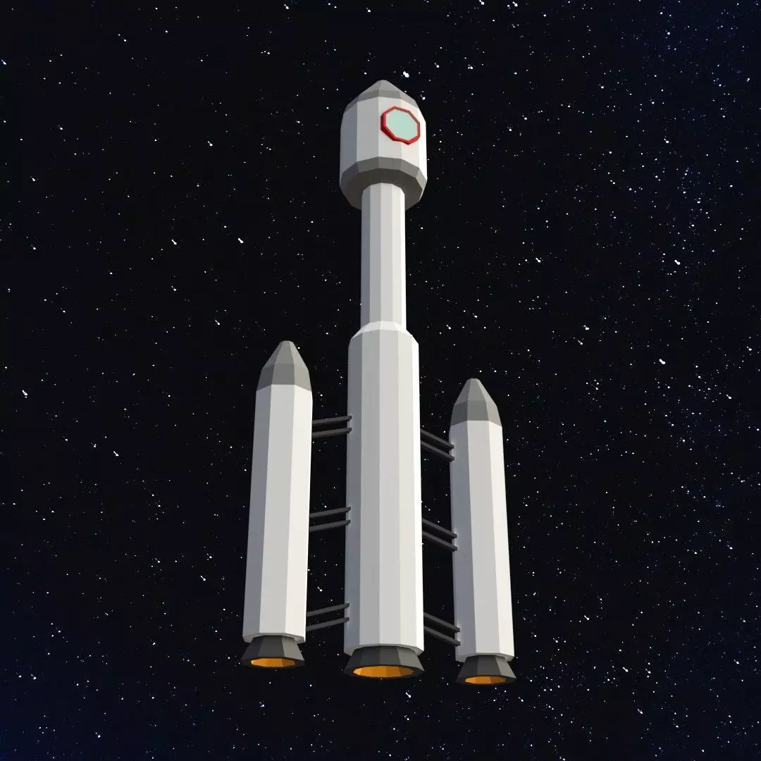 Space rocket Low-poly 3D model_0