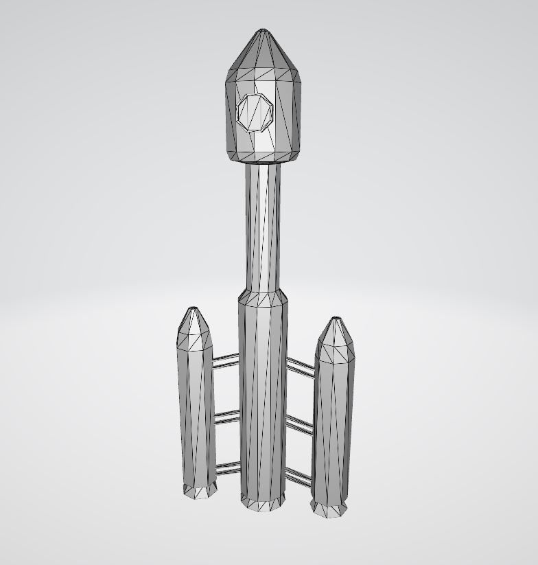 Space rocket Low-poly 3D model_11