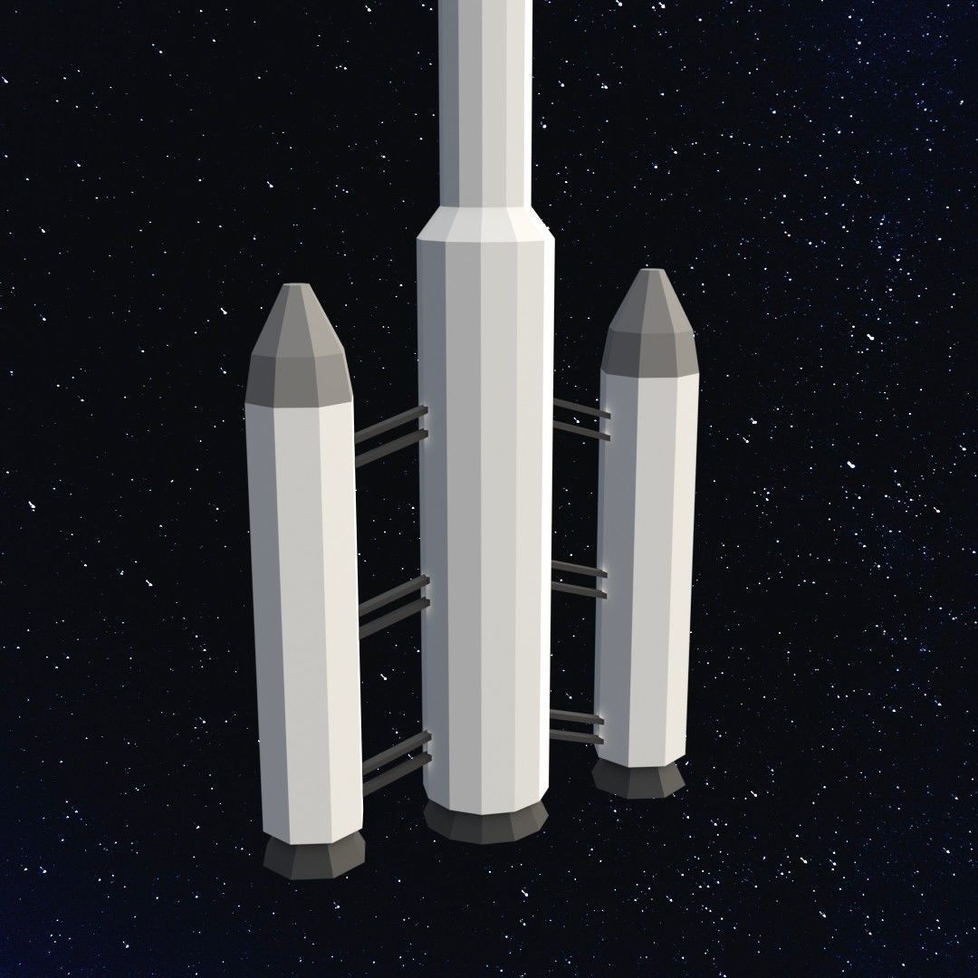 Space rocket Low-poly 3D model_7