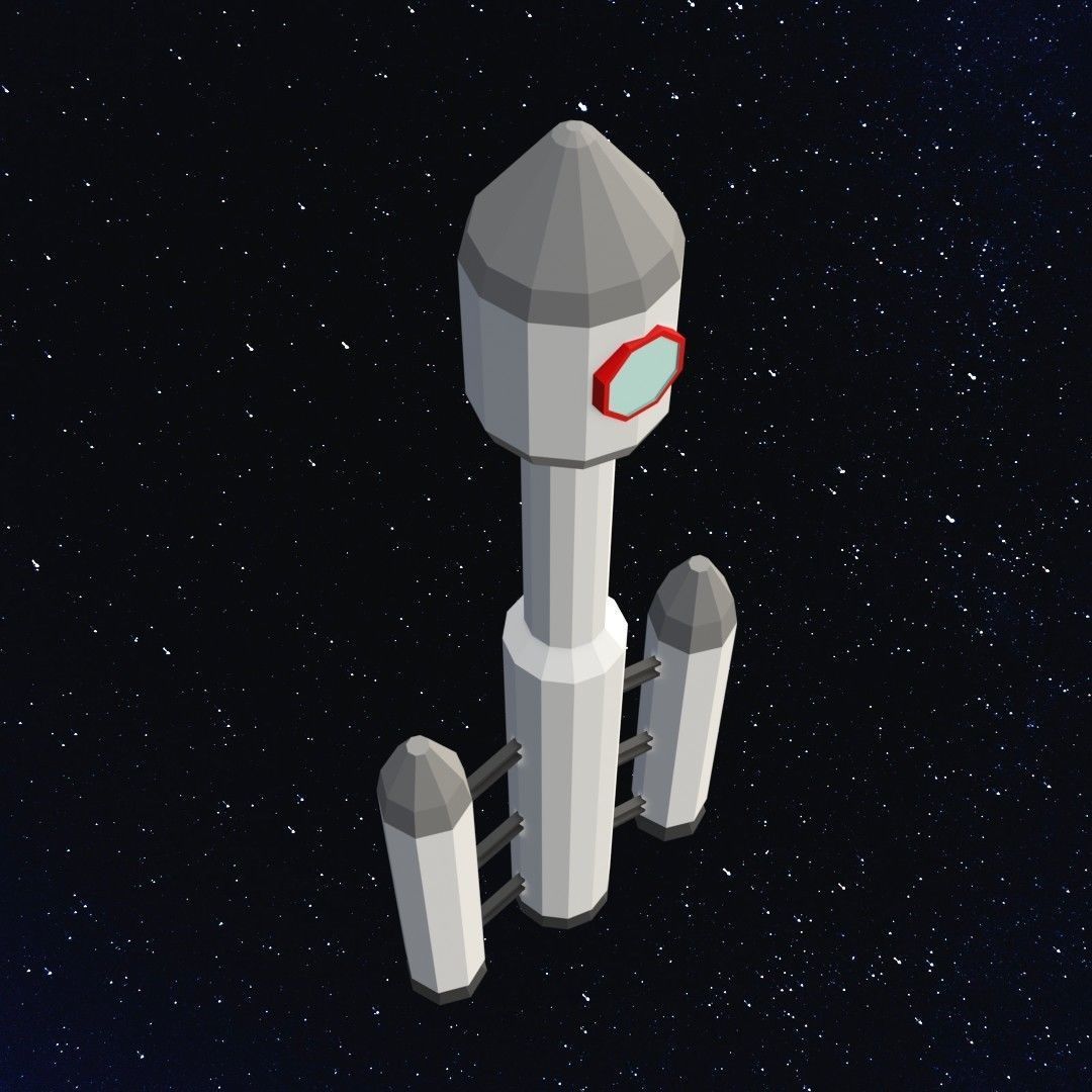 Space rocket Low-poly 3D model_2