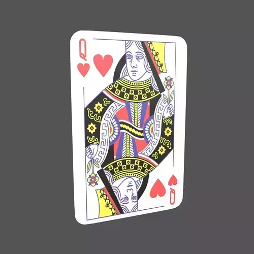 Poker Cards Heart Queen V1 001 Low-poly 3D model