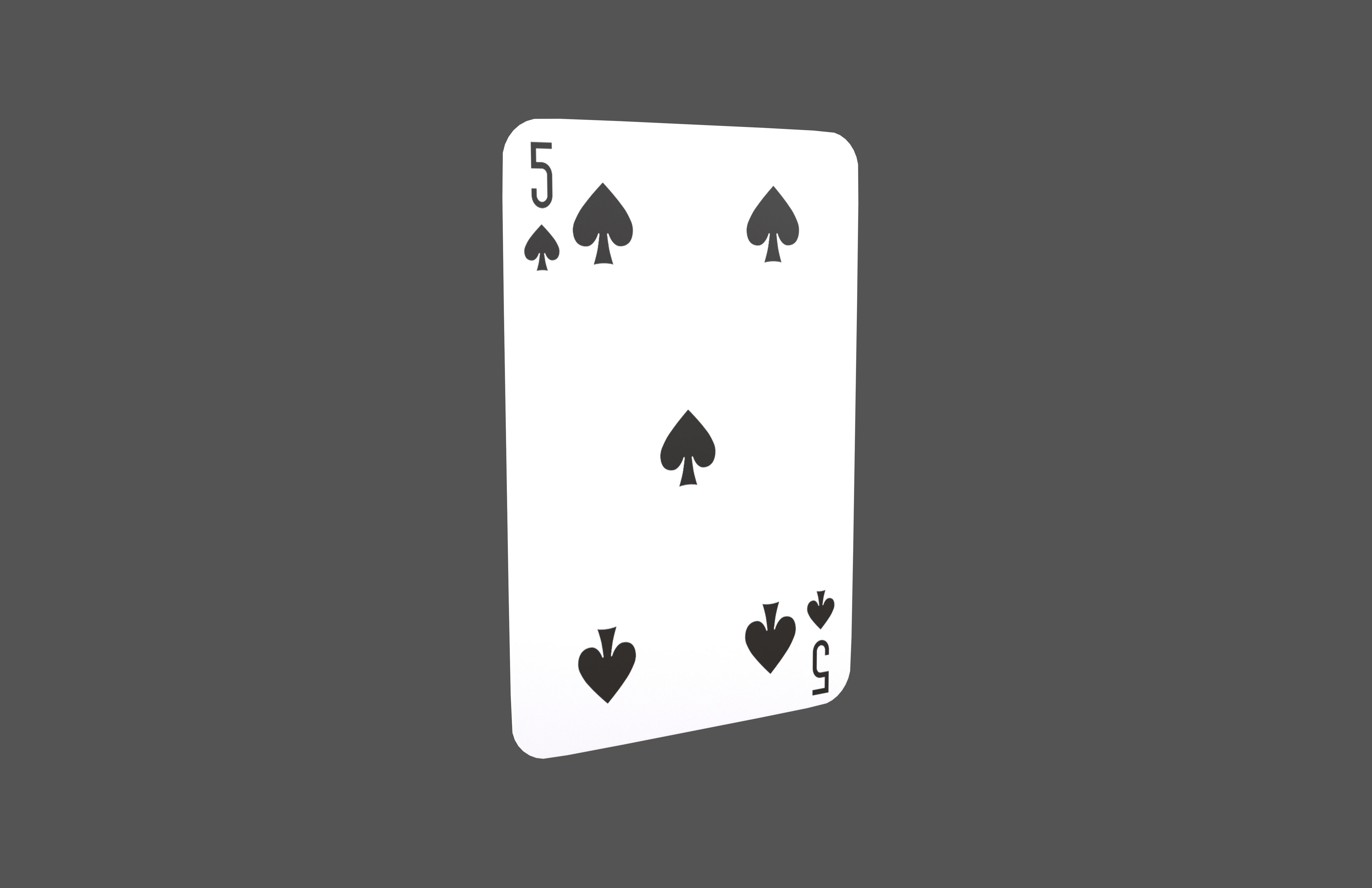 Poker Cards Spades 5 V1 001 Low-poly 3D model_1