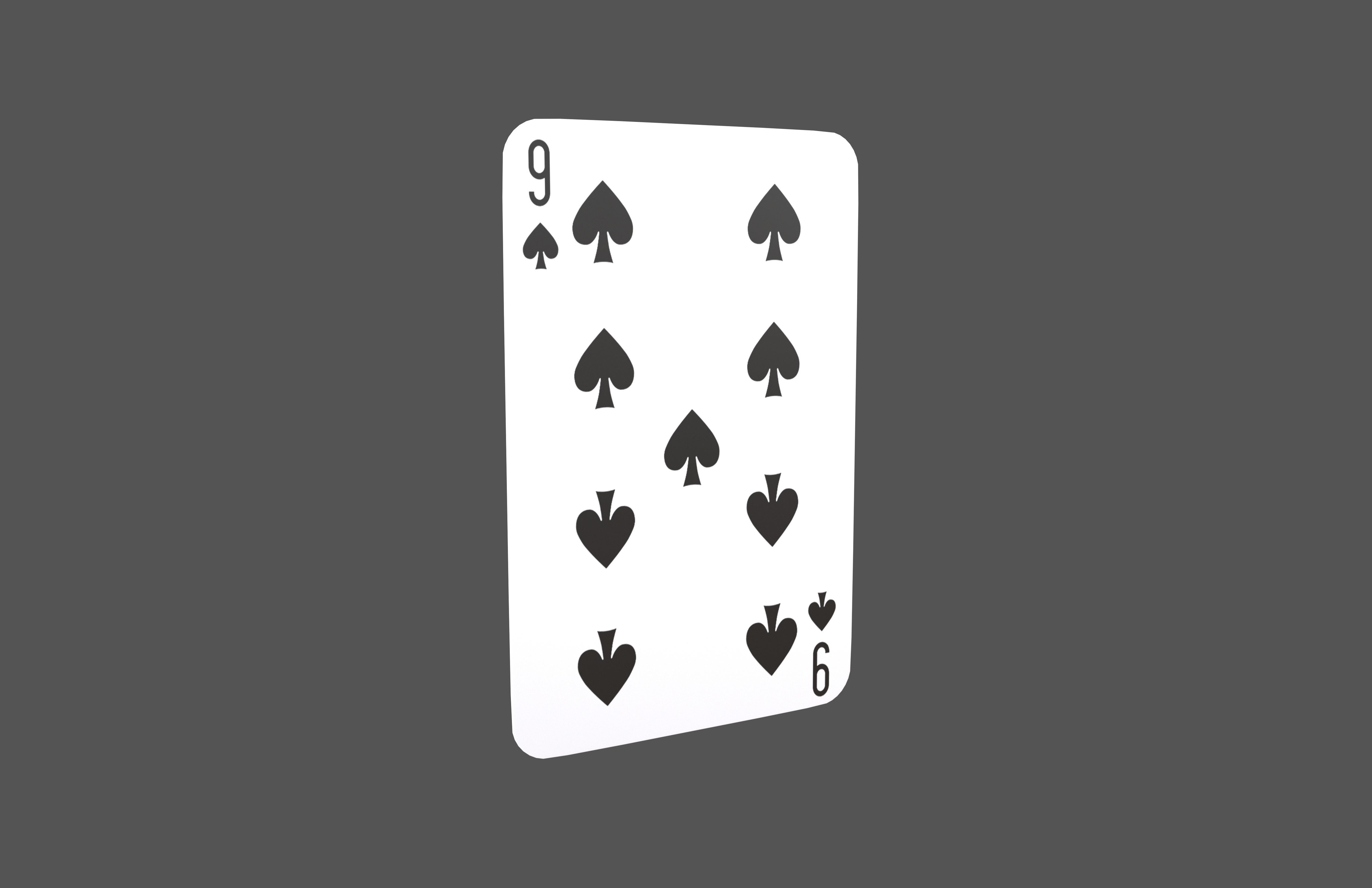 Poker Cards Spades 9 V1 001 Low-poly 3D model_1