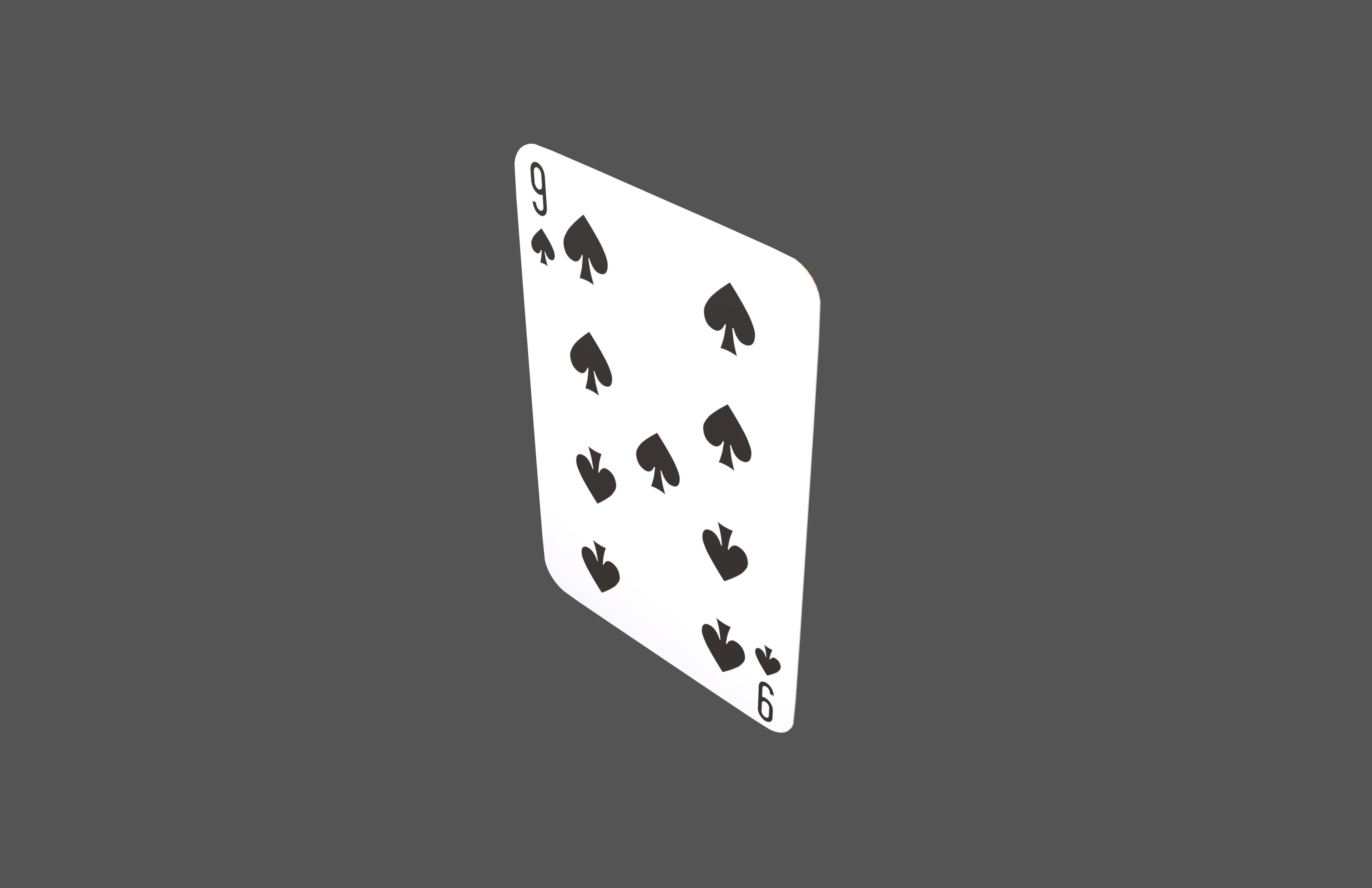 Poker Cards Spades 9 V1 001 Low-poly 3D model_3
