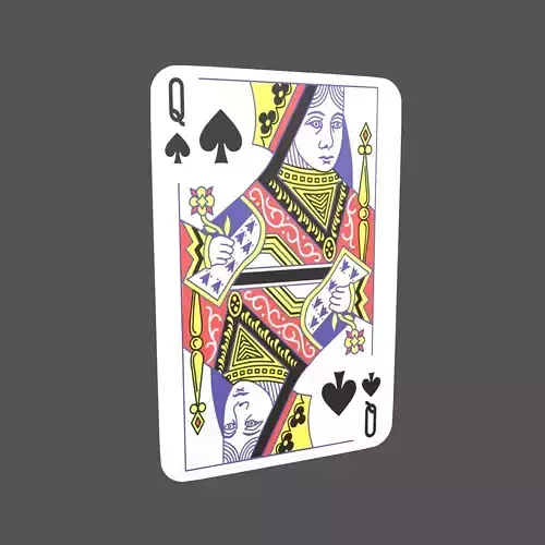 Poker Cards Spades Queen V1 001 Low-poly 3D model