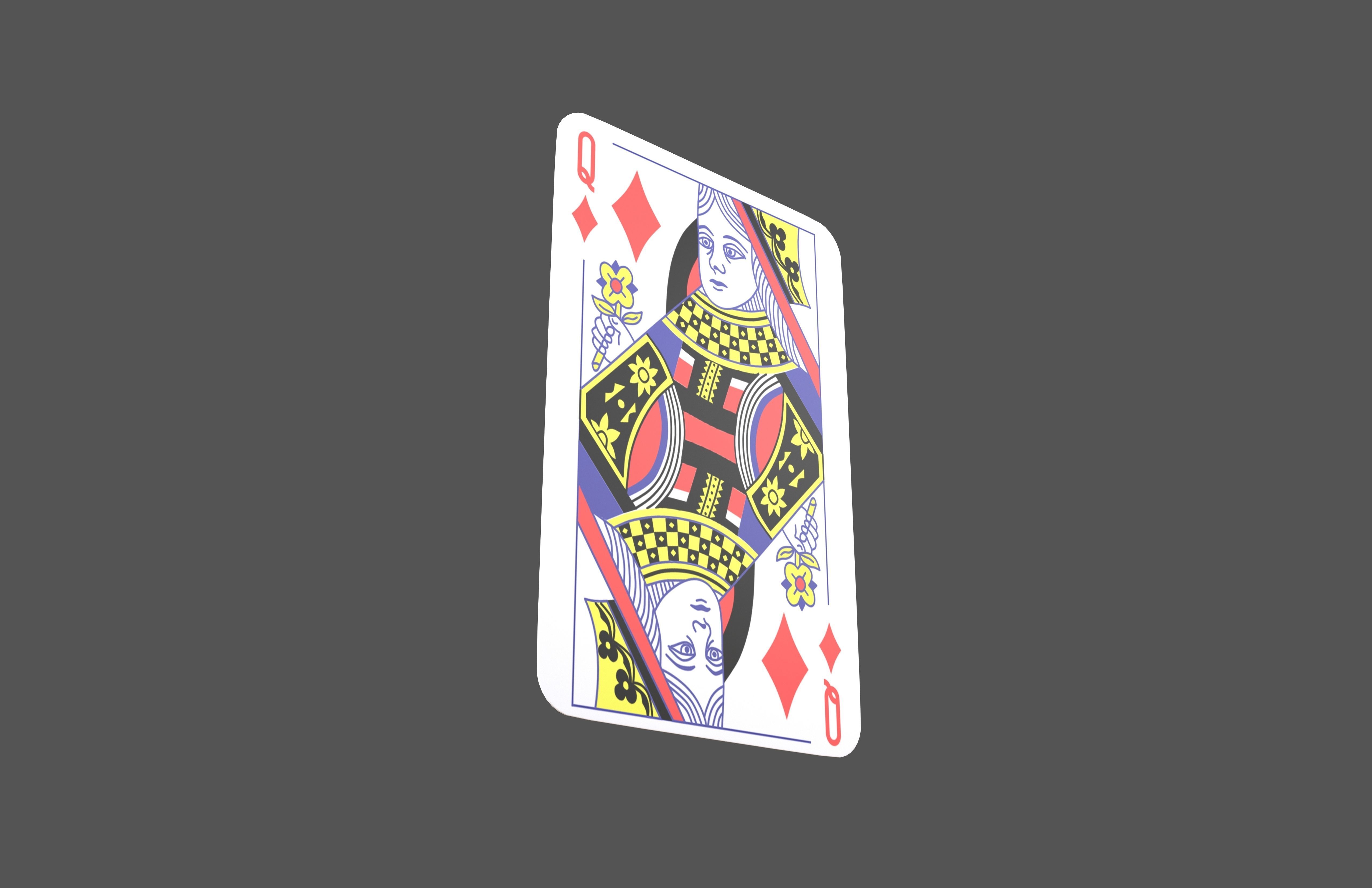Poker Cards Tiles Queen V1 001 Low-poly 3D model_3