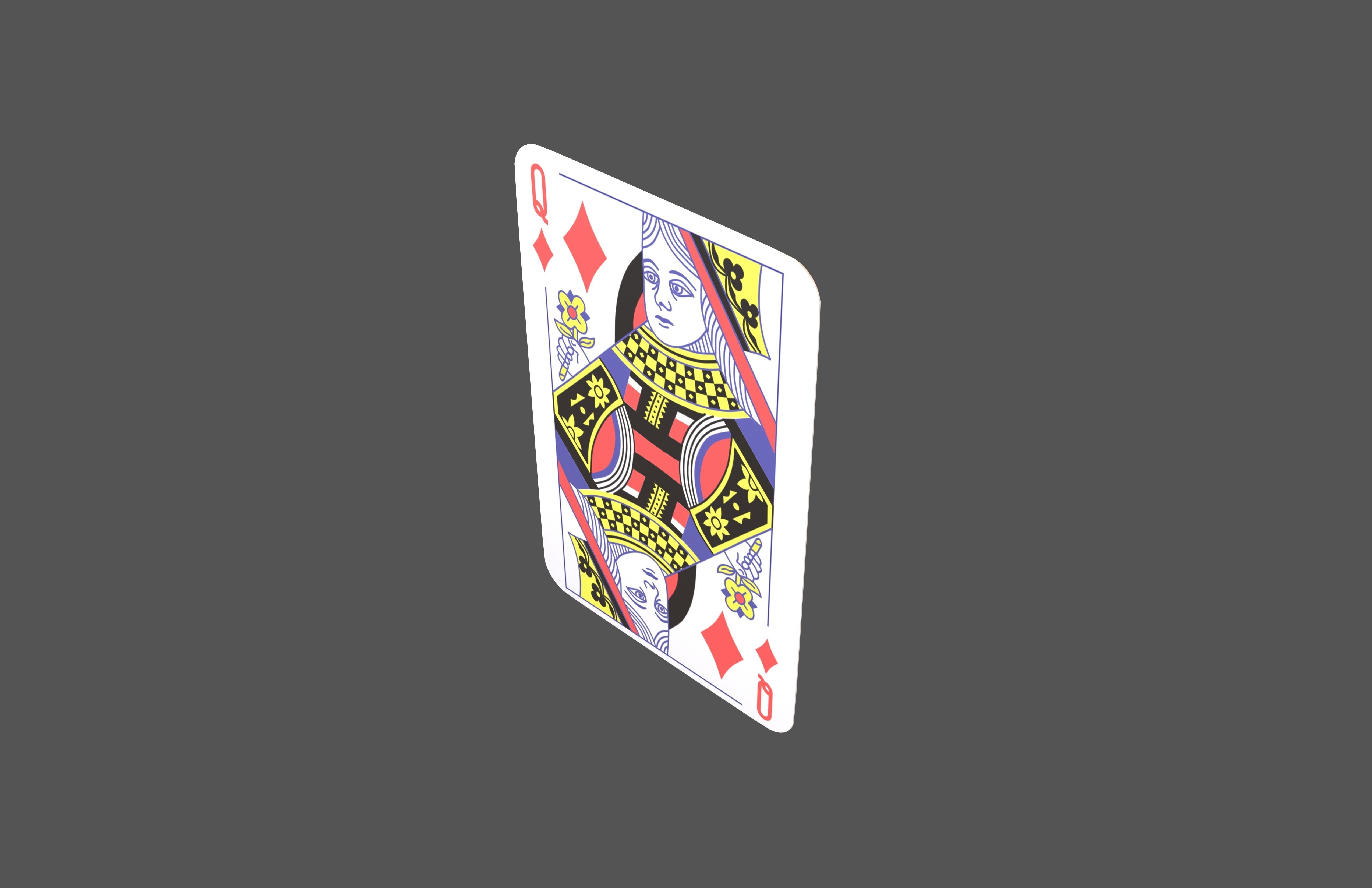 Poker Cards Tiles Queen V1 001 Low-poly 3D model_2