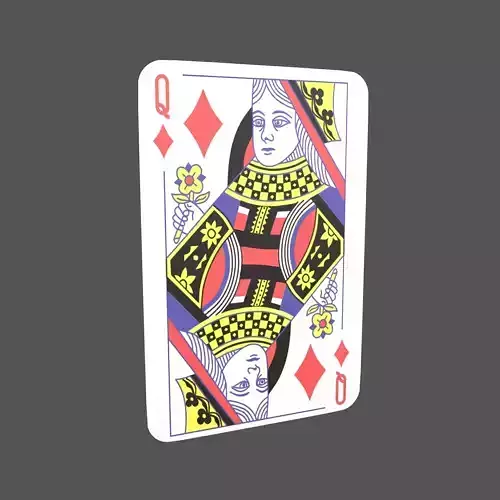 Poker Cards Tiles Queen V1 001 Low-poly 3D model