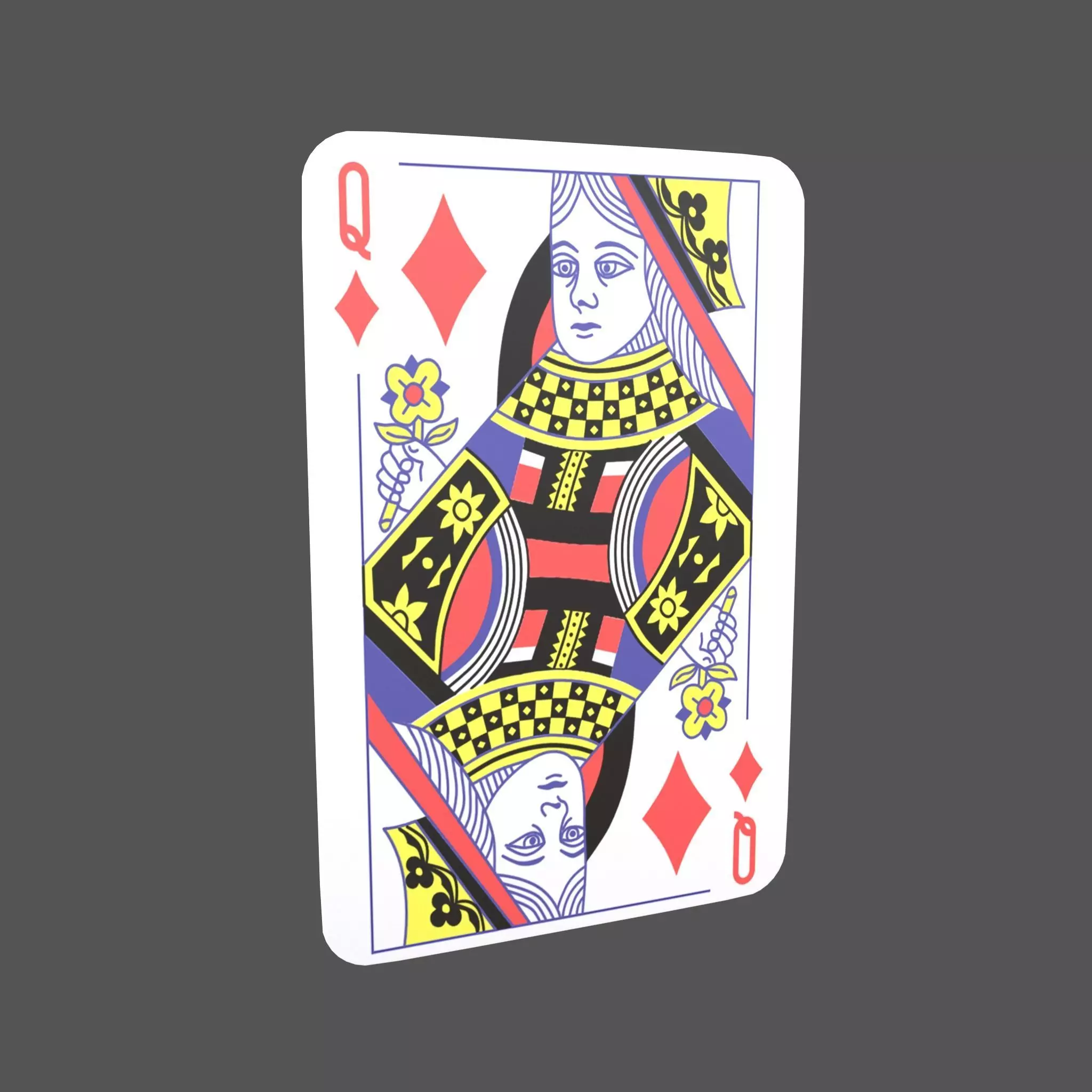 Poker Cards Tiles Queen V1 001 Low-poly 3D model_0