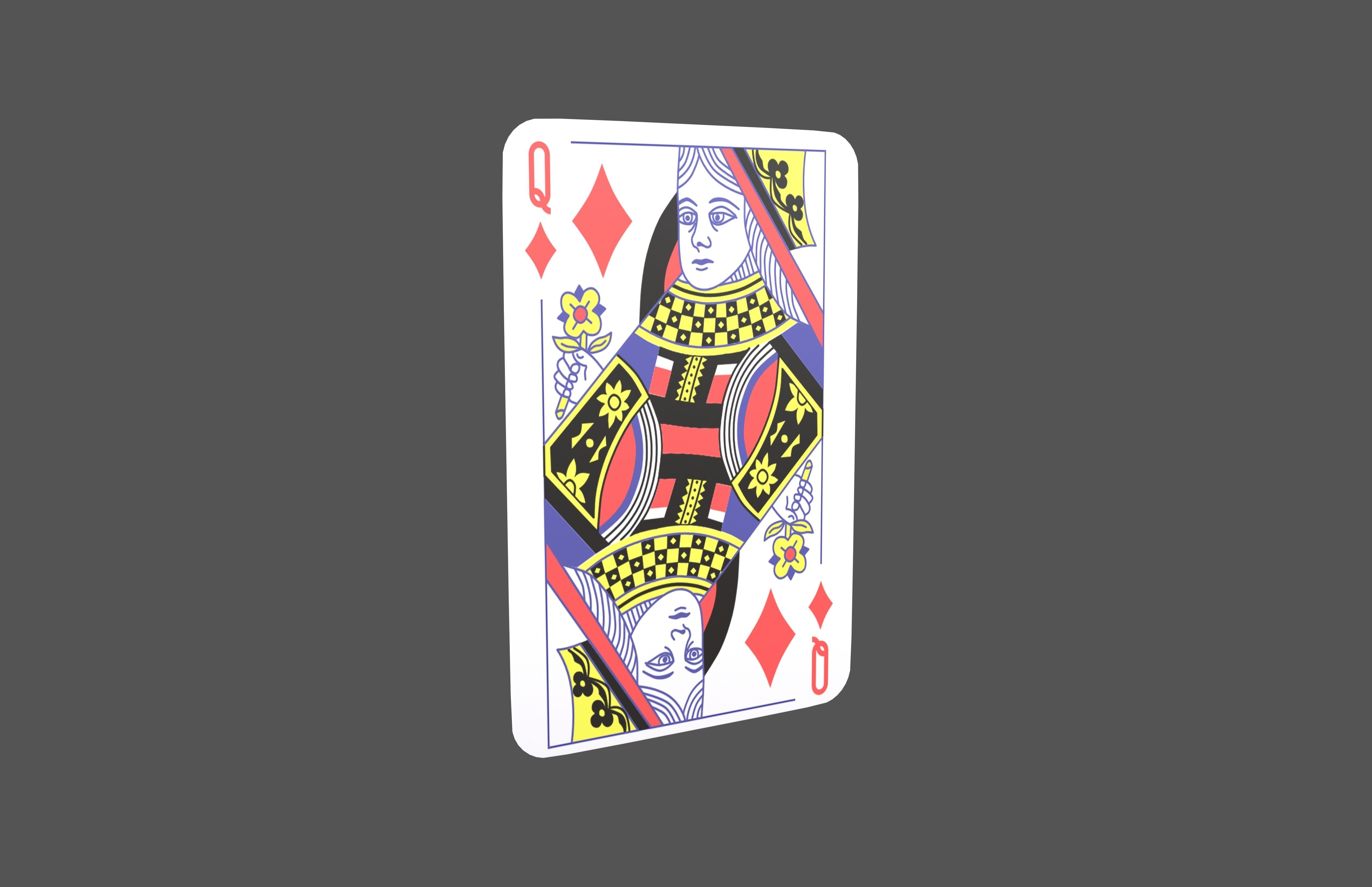 Poker Cards Tiles Queen V1 001 Low-poly 3D model_1