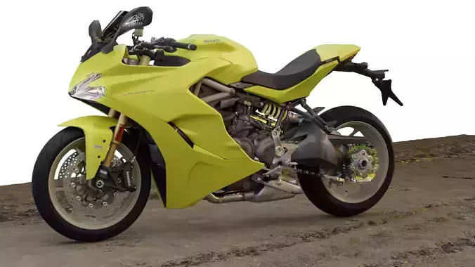 Motorbike Lowpoly 3d model game ready assest Low-poly 3D model