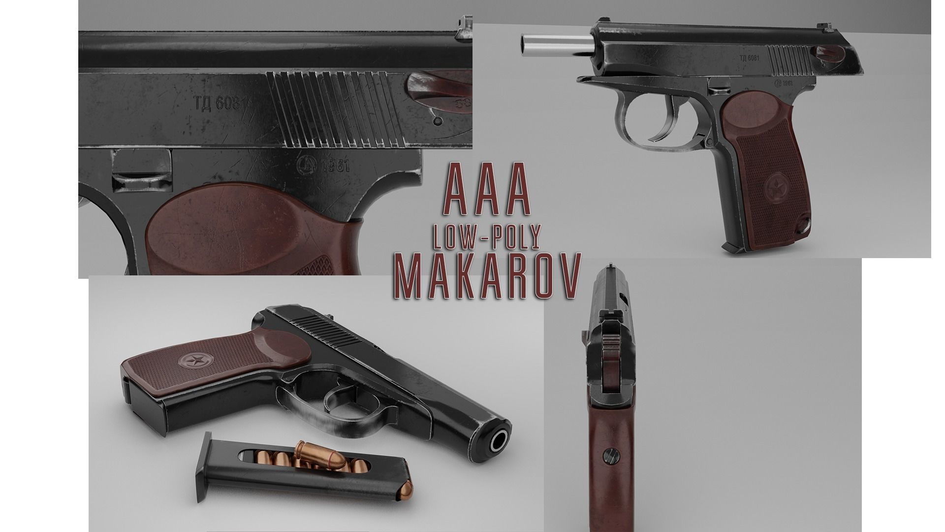 AAA Low-Poly Makarov Pistol PM 1963 Low-poly 3D model_15