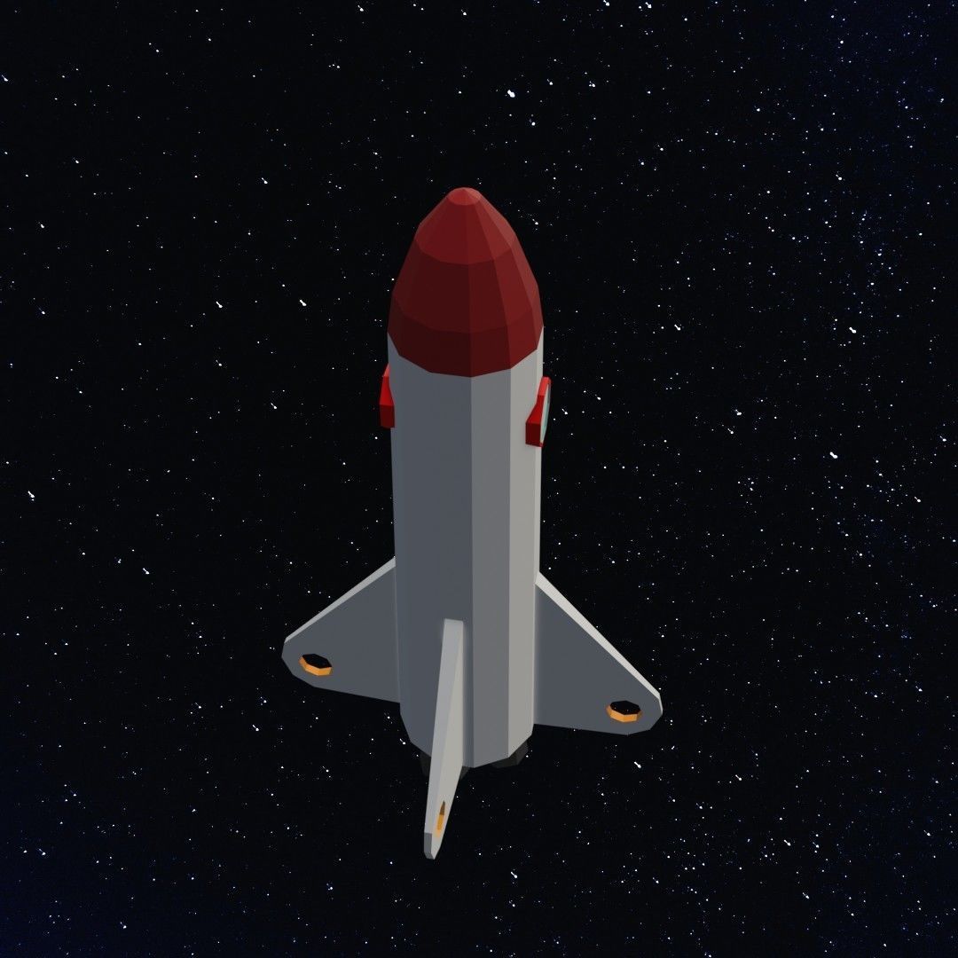 Space rocket Low-poly 3D model_5