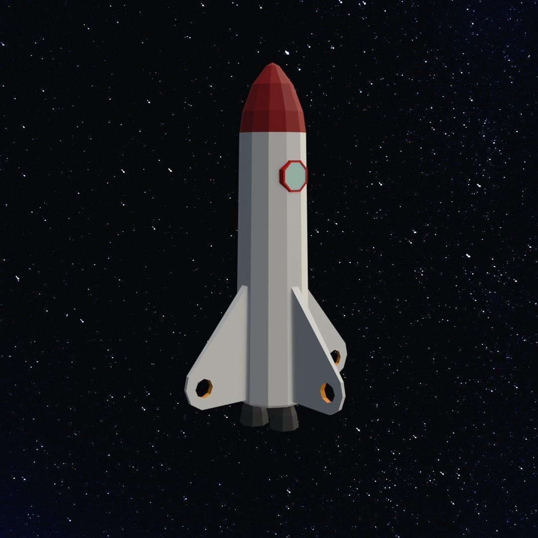 Space rocket Low-poly 3D model_2