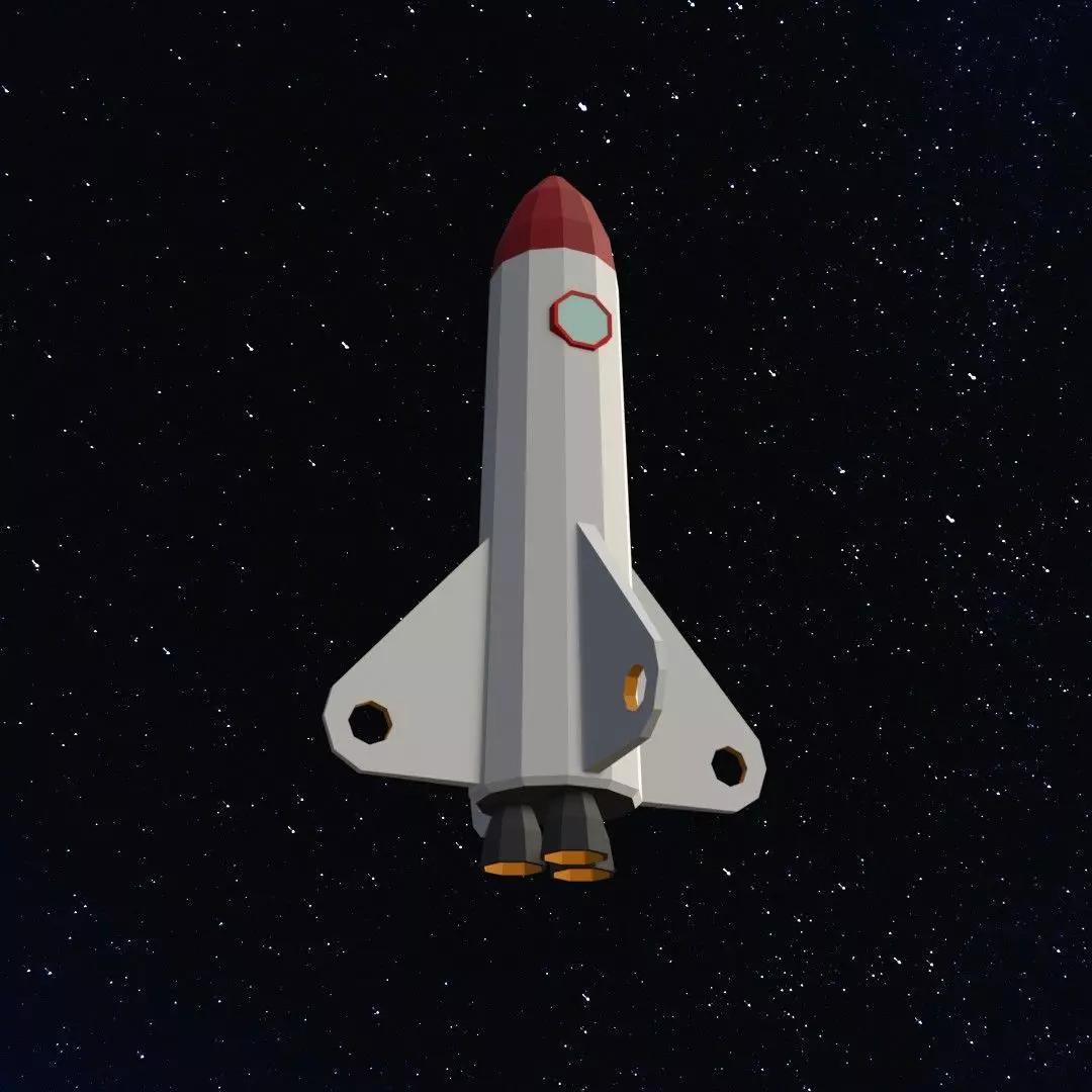 Space rocket Low-poly 3D model_0