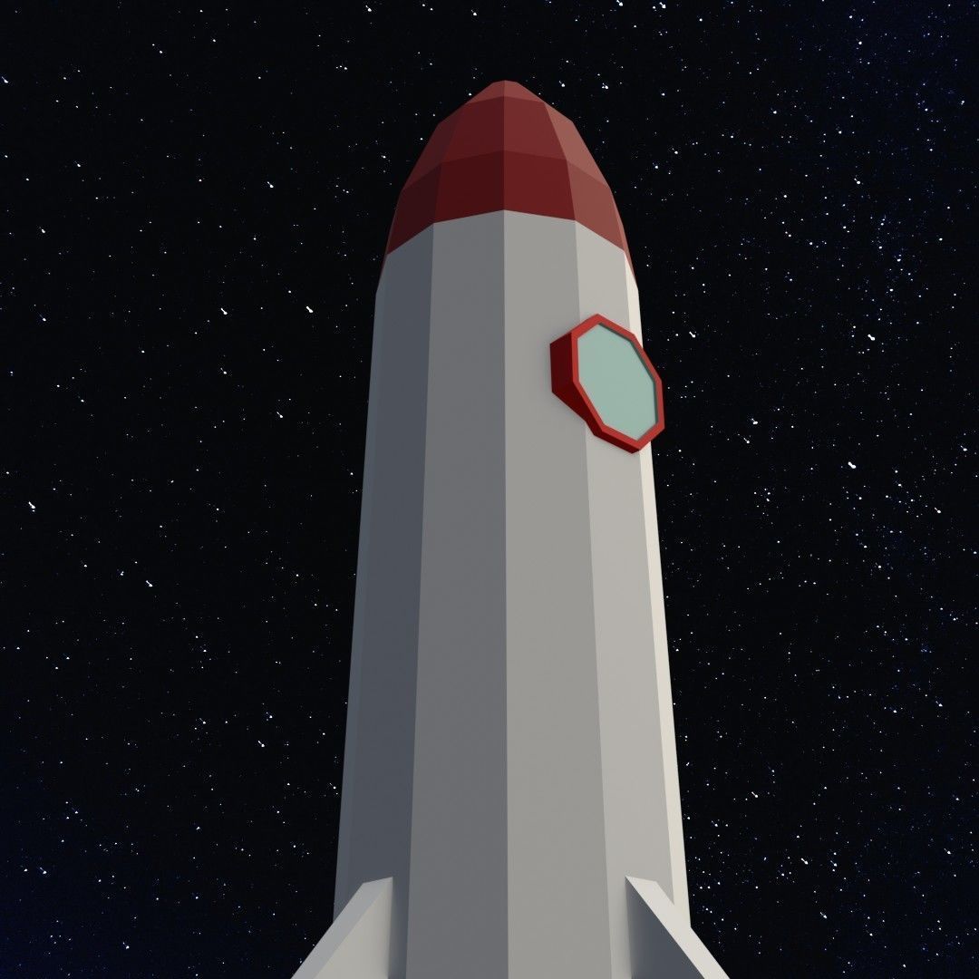 Space rocket Low-poly 3D model_9