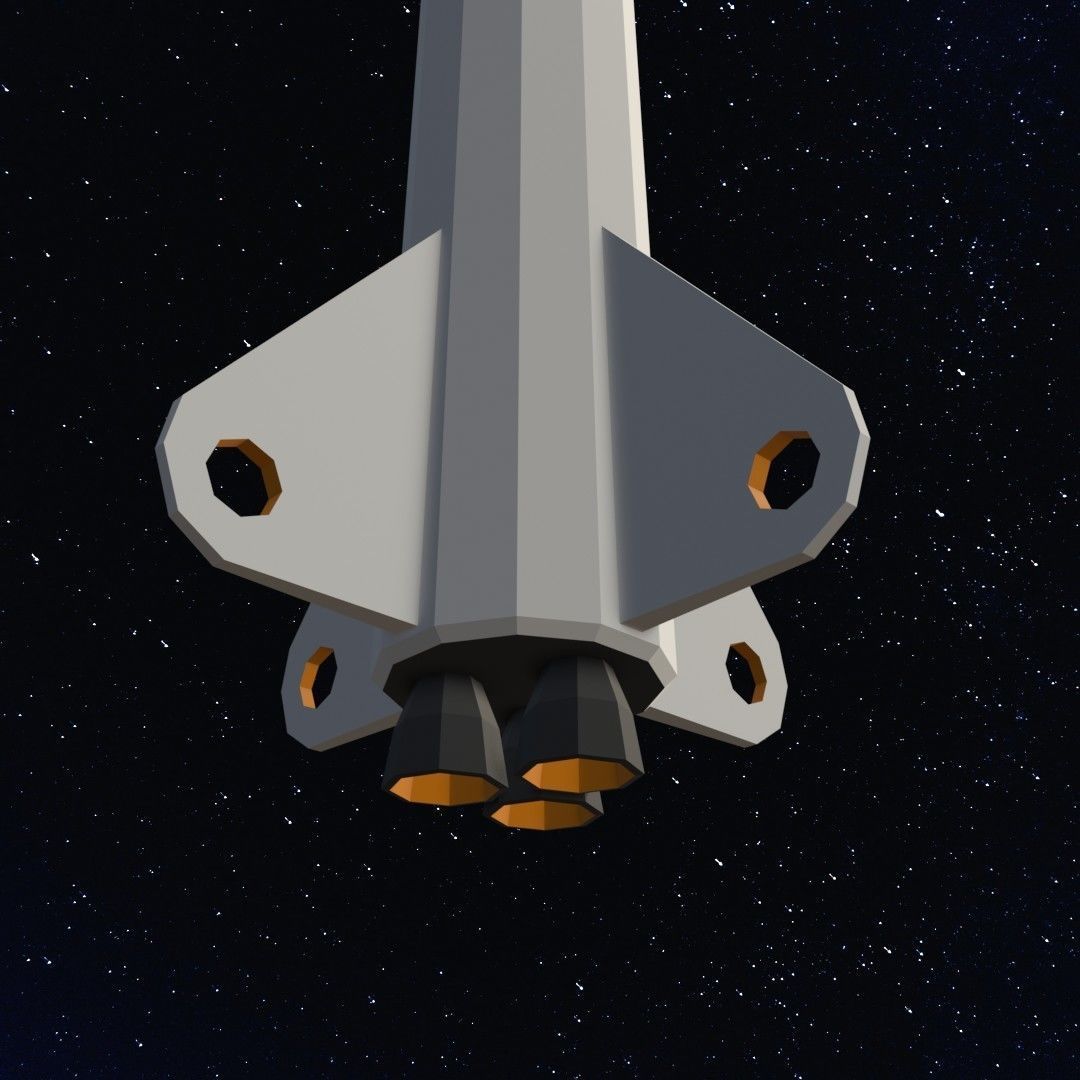Space rocket Low-poly 3D model_10