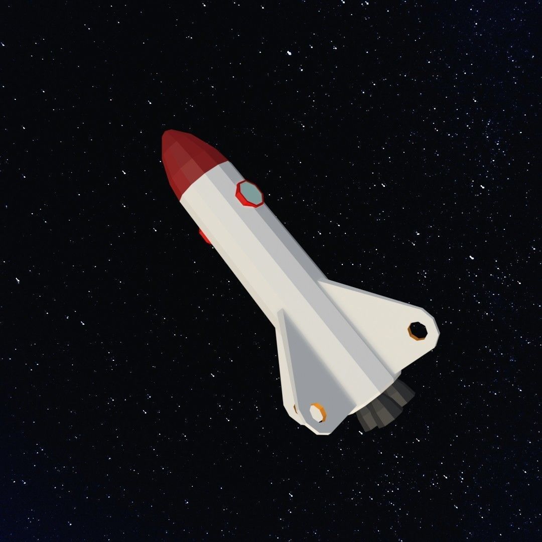 Space rocket Low-poly 3D model_3