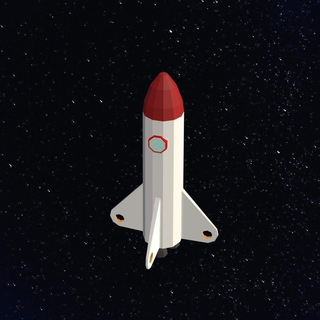 Space rocket Low-poly 3D model_4