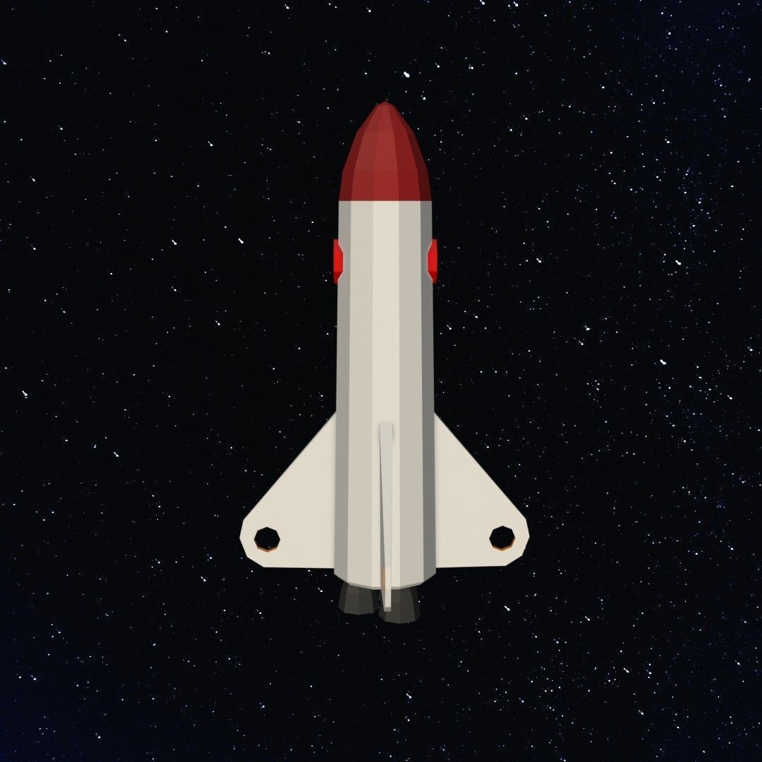 Space rocket Low-poly 3D model_7
