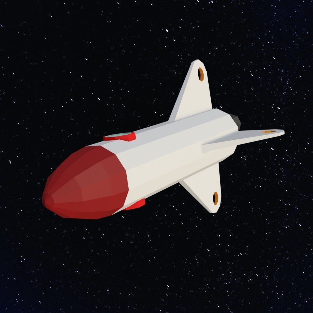 Space rocket Low-poly 3D model_1