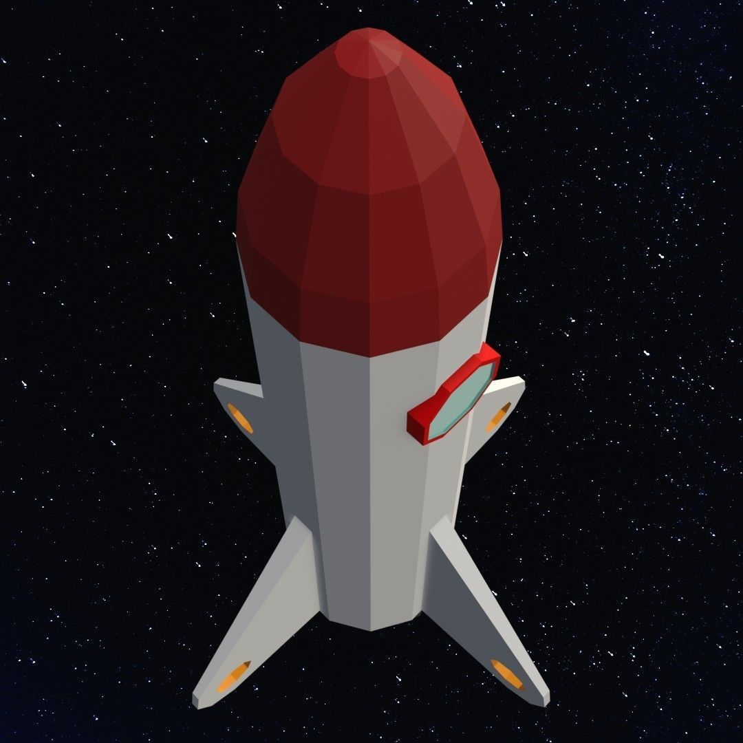 Space rocket Low-poly 3D model_8