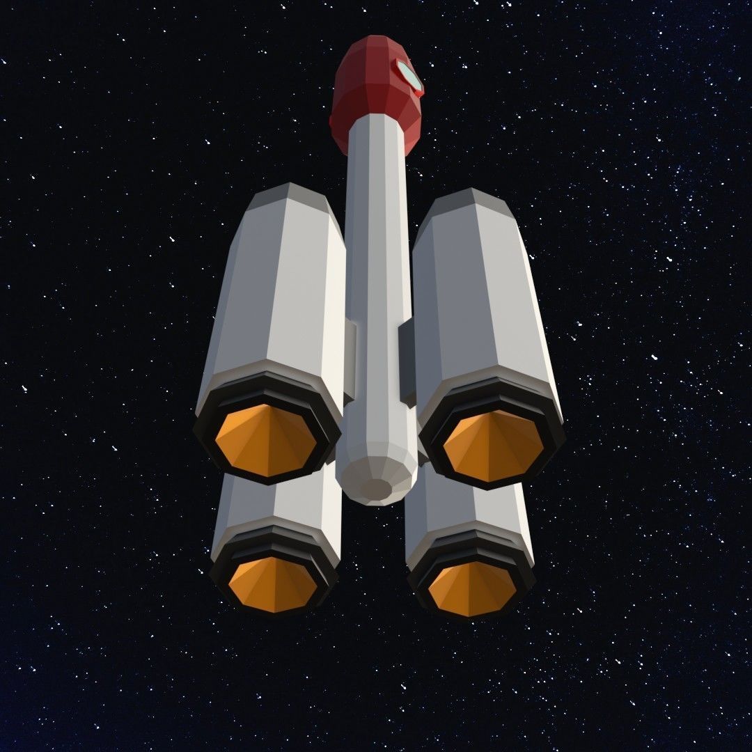 Space rocket Low-poly 3D model_10