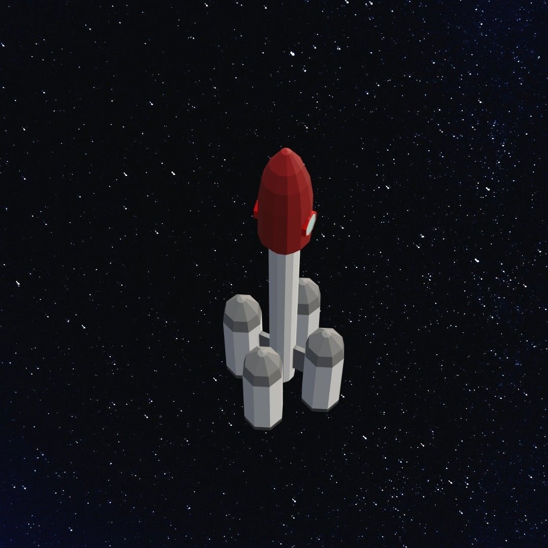Space rocket Low-poly 3D model_4