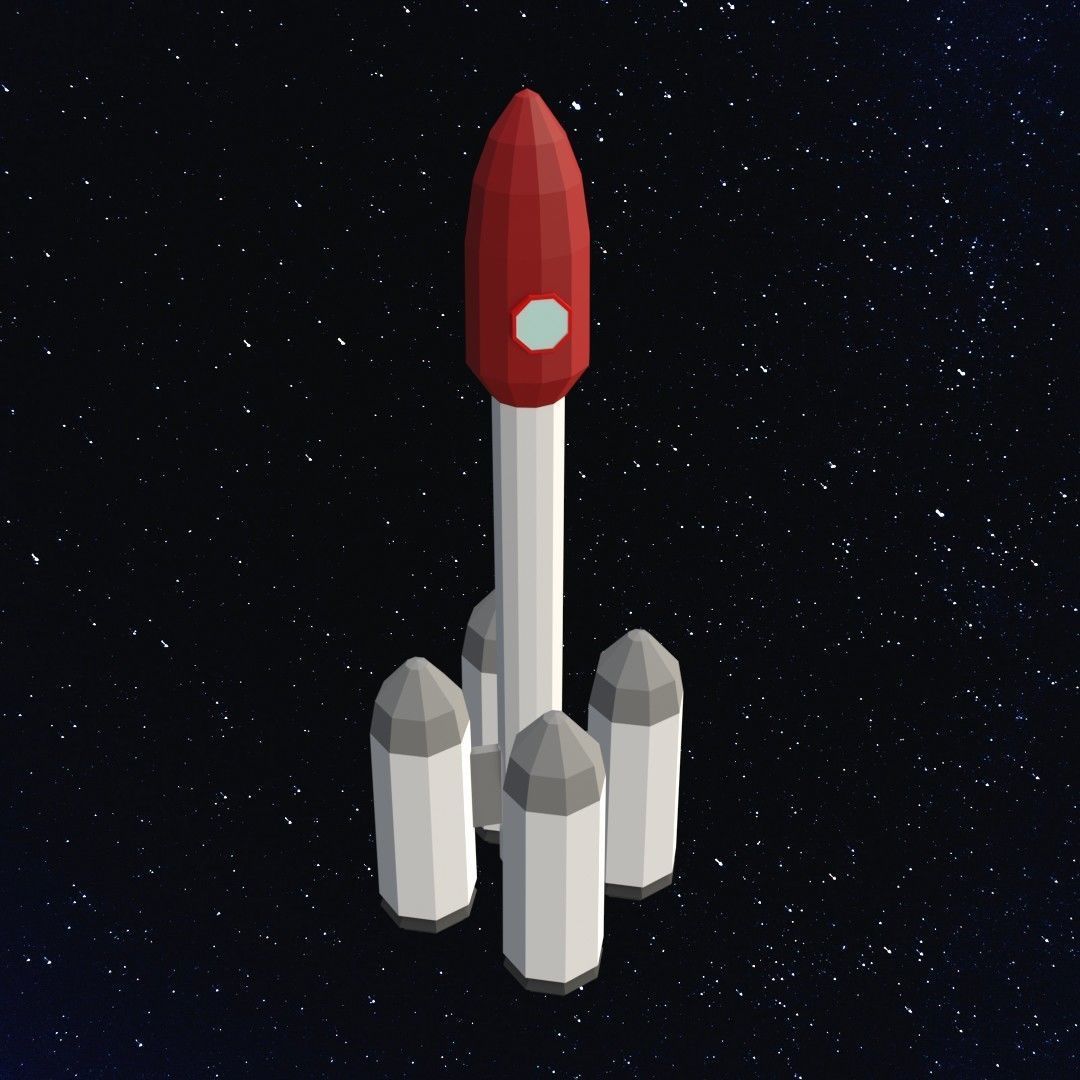 Space rocket Low-poly 3D model_2