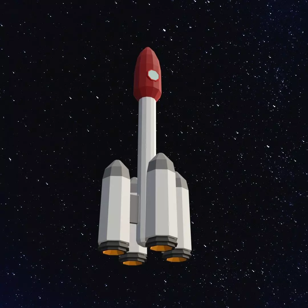 Space rocket Low-poly 3D model_0