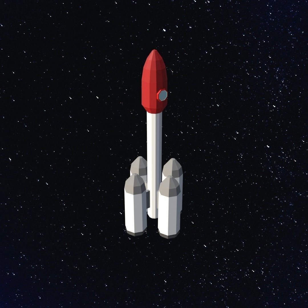 Space rocket Low-poly 3D model_7