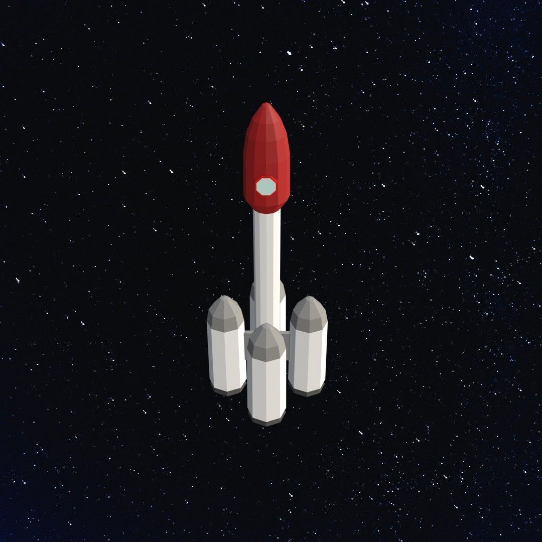 Space rocket Low-poly 3D model_8