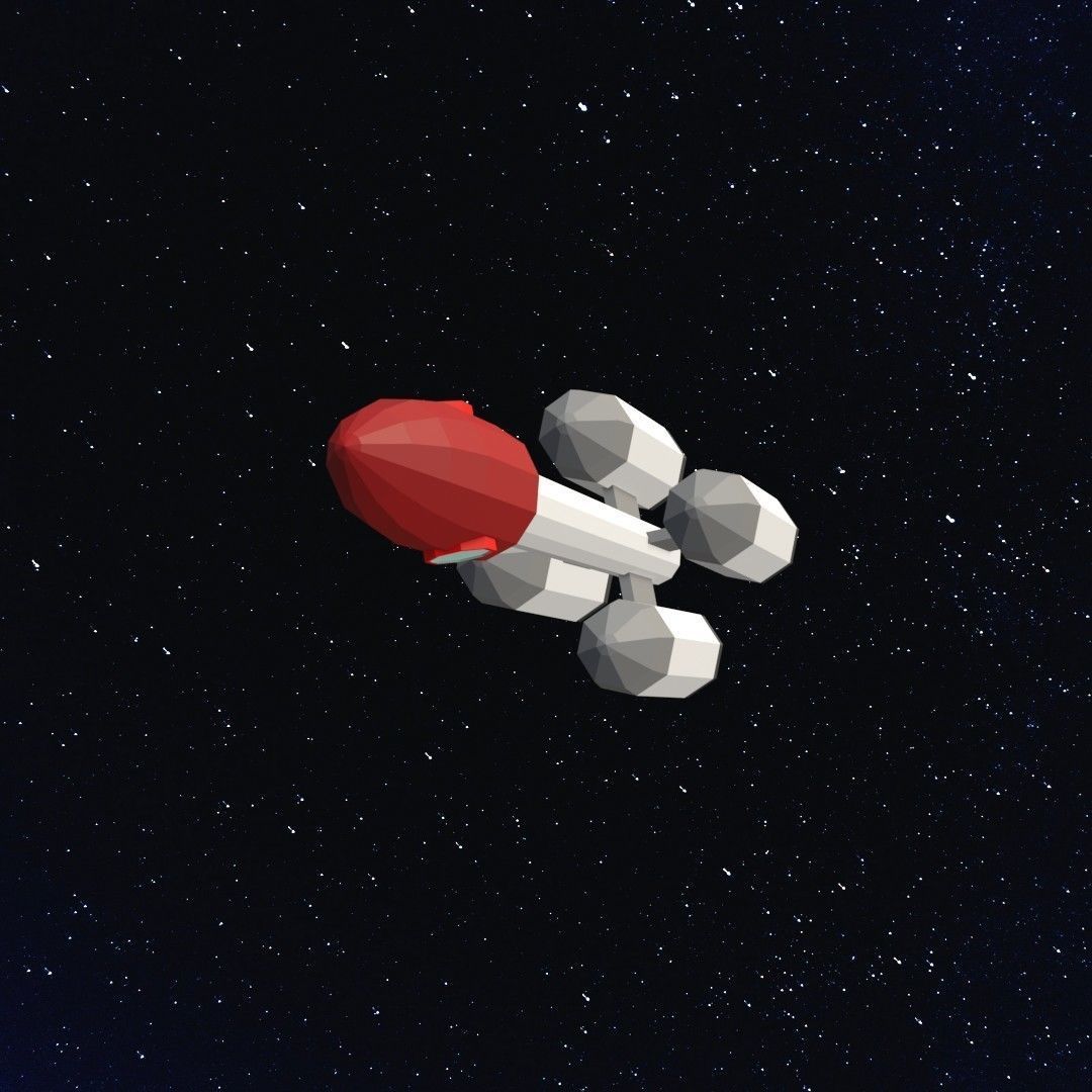 Space rocket Low-poly 3D model_3