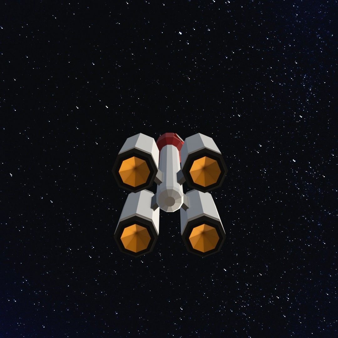 Space rocket Low-poly 3D model_5