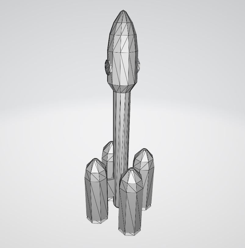 Space rocket Low-poly 3D model_14