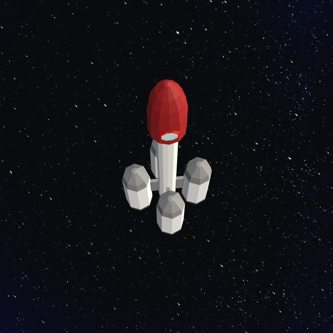 Space rocket Low-poly 3D model_6