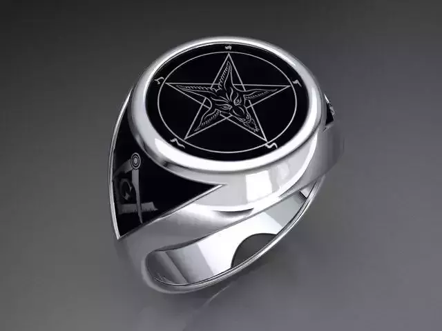 Satanic logo ring