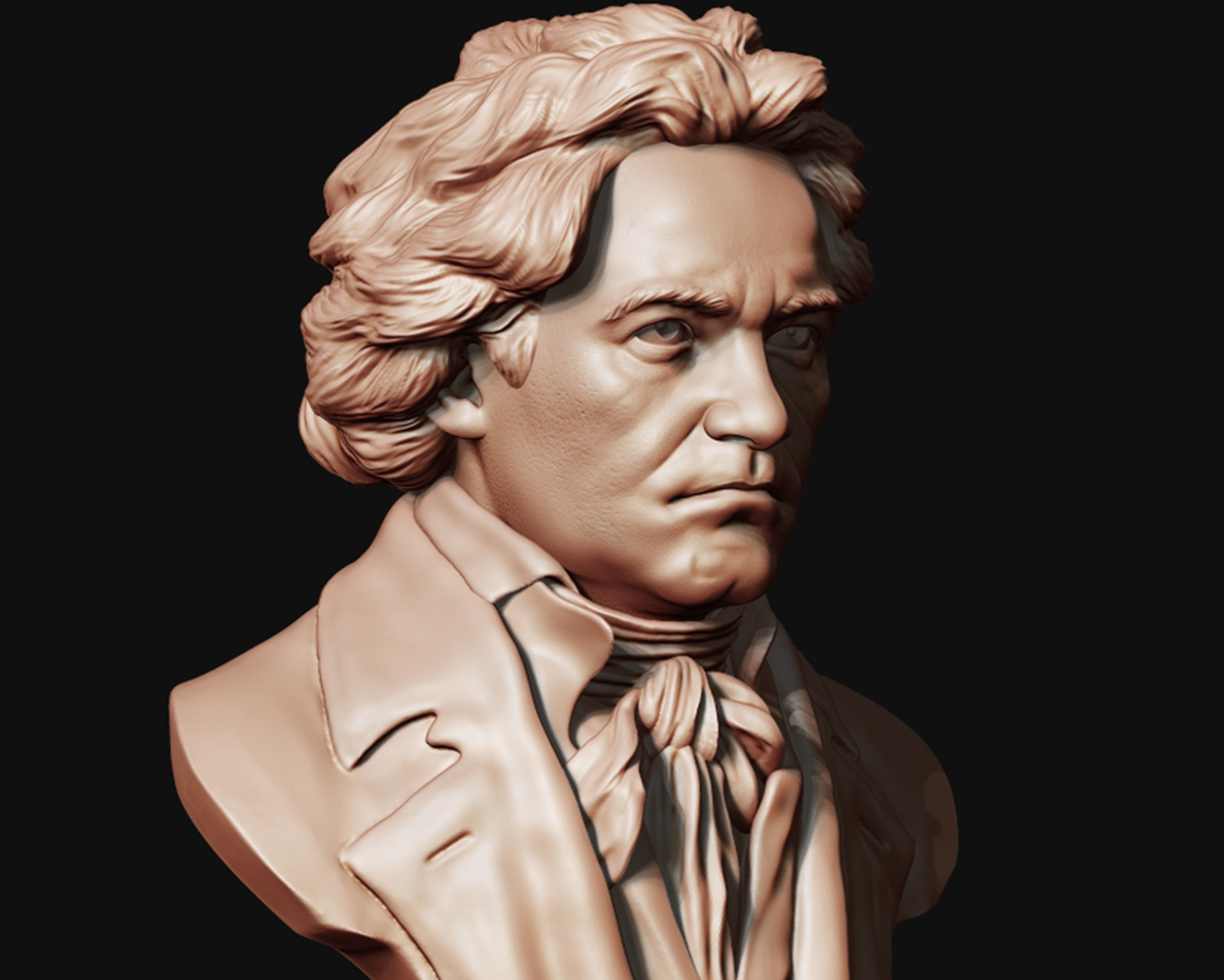 Ludwig van Beethoven portrait sculpture 3D print model_5