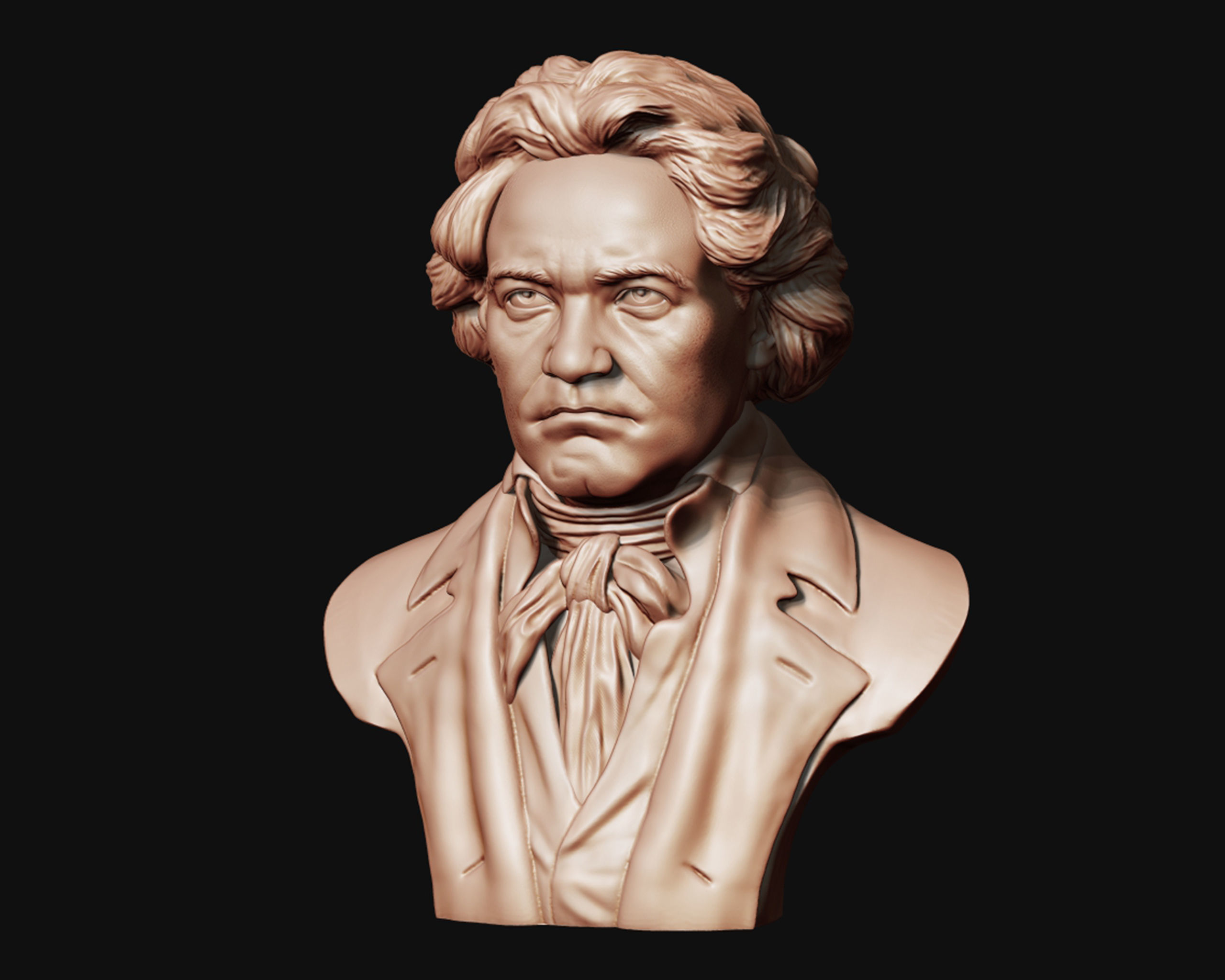 Ludwig van Beethoven portrait sculpture 3D print model_3