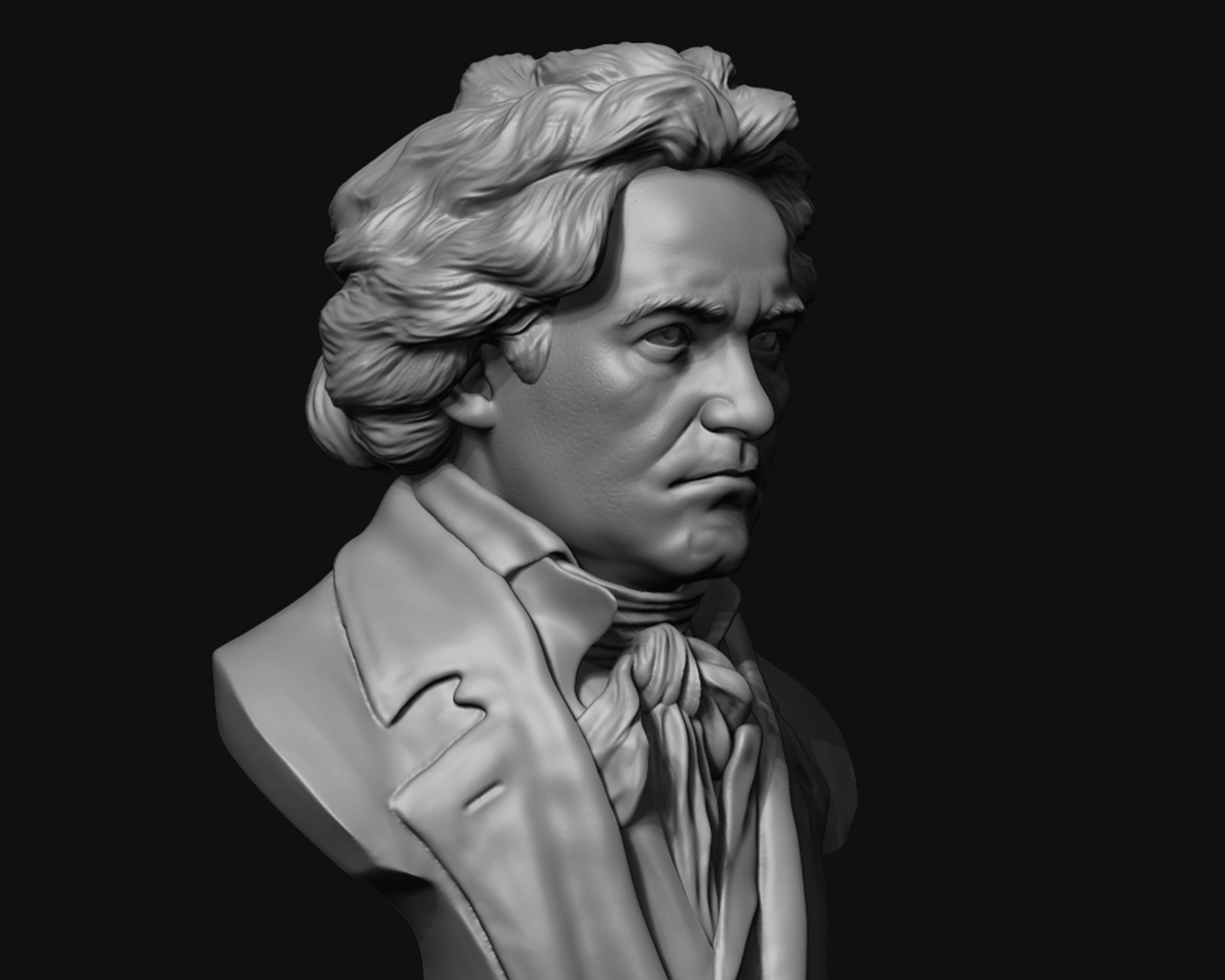 Ludwig van Beethoven portrait sculpture 3D print model_14