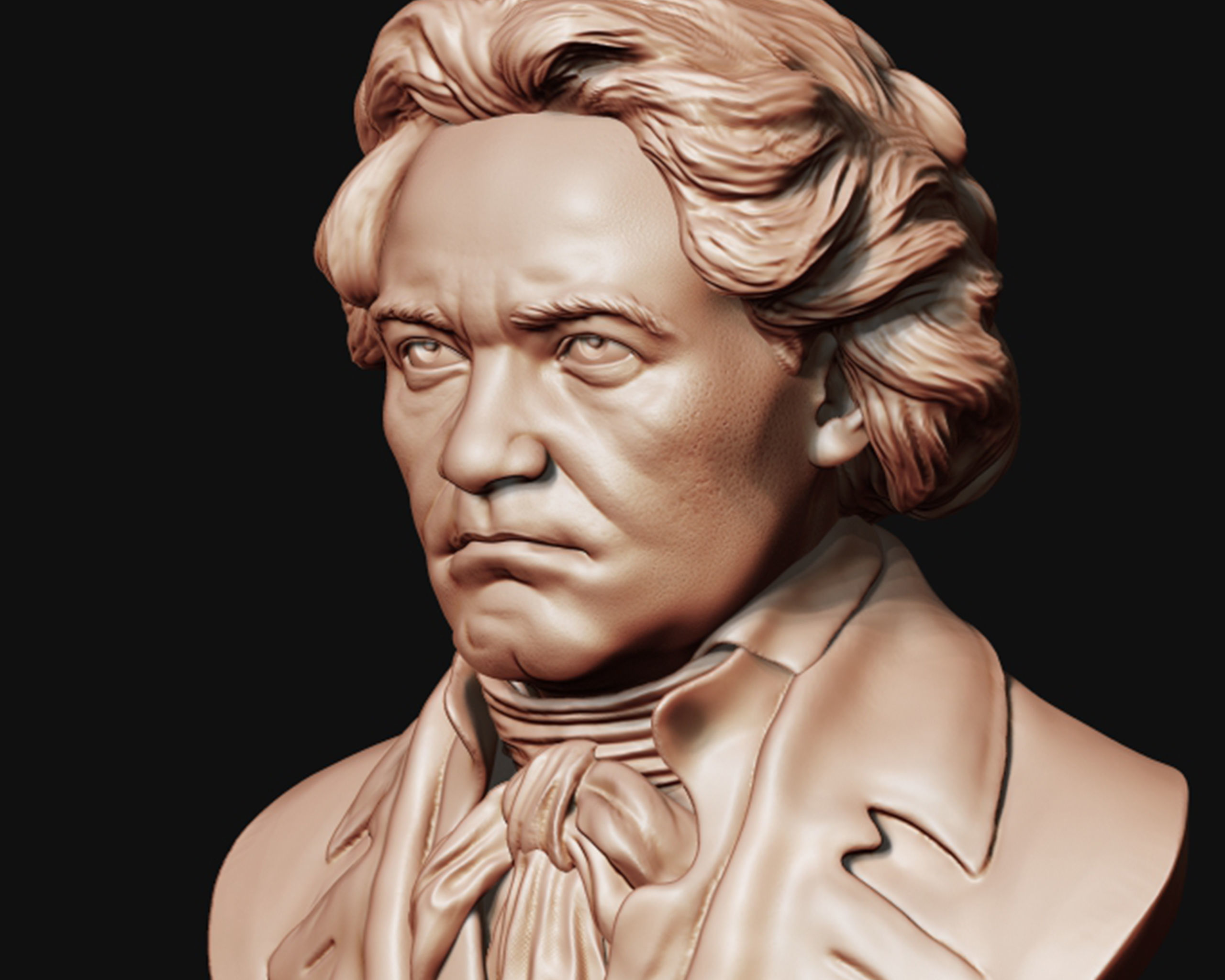 Ludwig van Beethoven portrait sculpture 3D print model_7