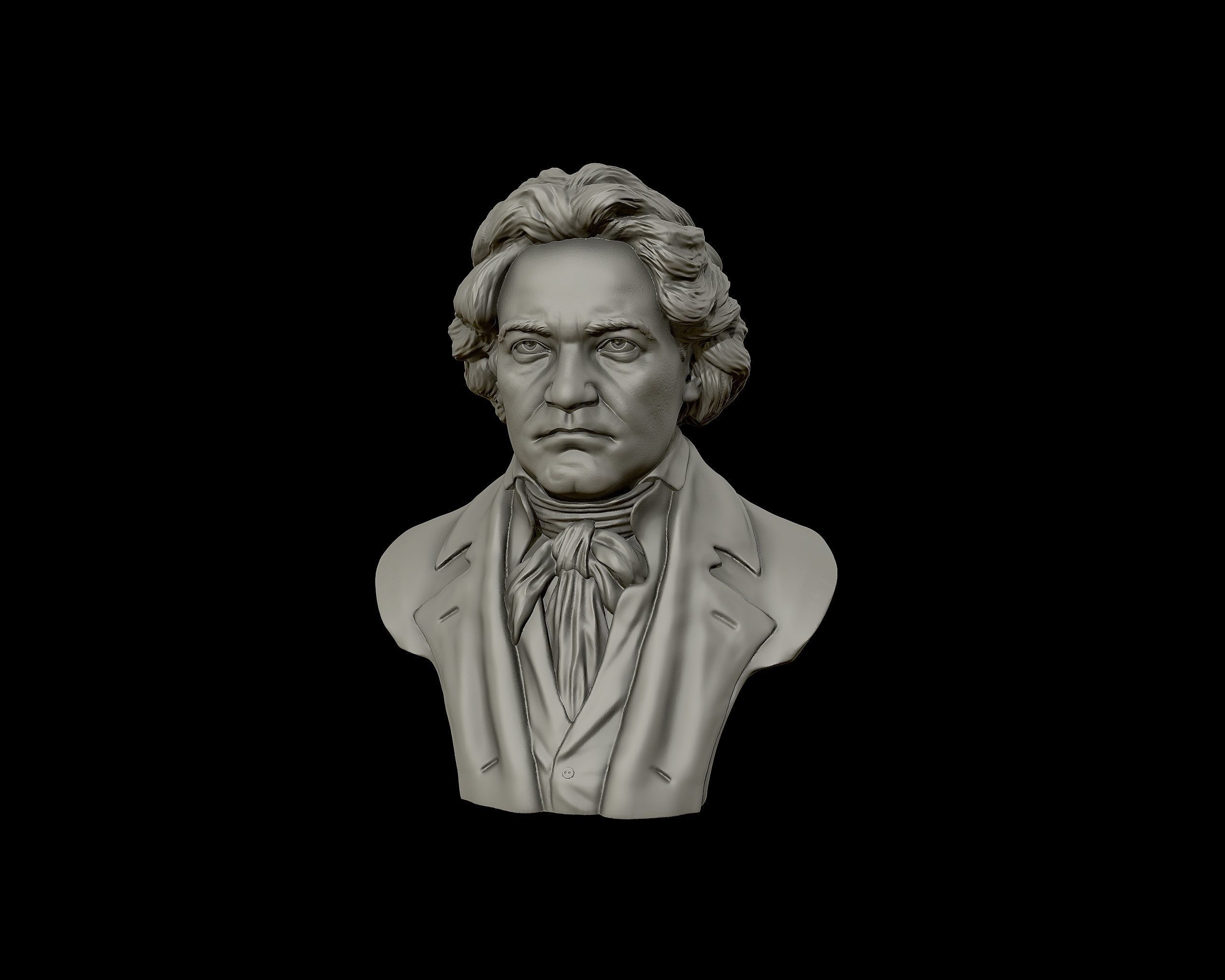 Ludwig van Beethoven portrait sculpture 3D print model_17