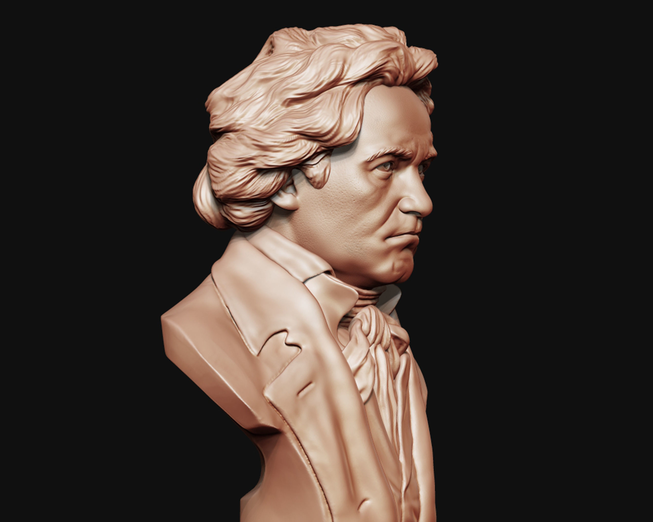 Ludwig van Beethoven portrait sculpture 3D print model_6