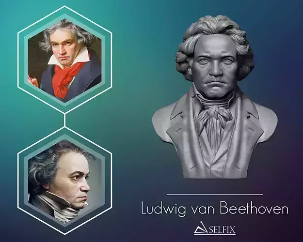 Ludwig van Beethoven portrait sculpture 3D print model