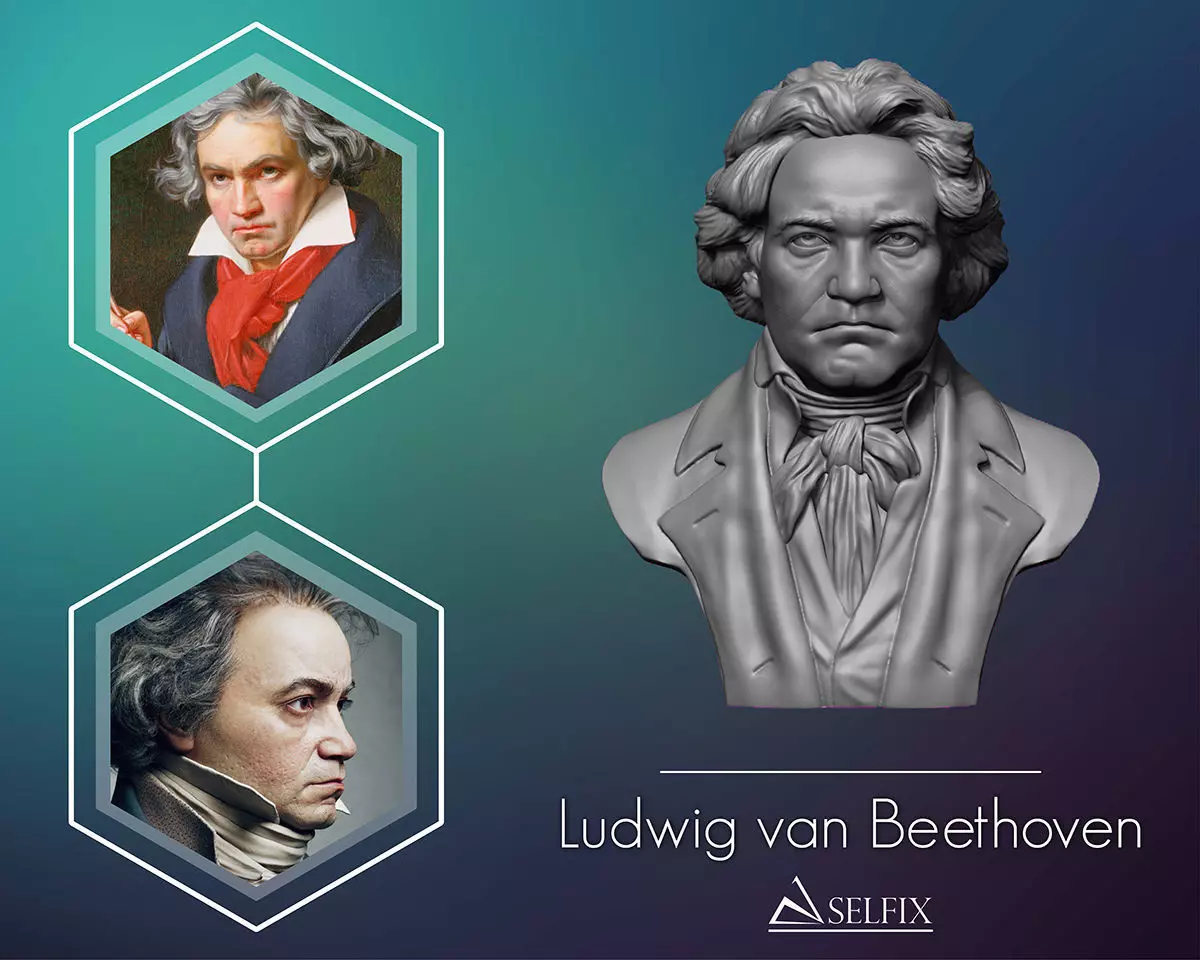 Ludwig van Beethoven portrait sculpture 3D print model_0